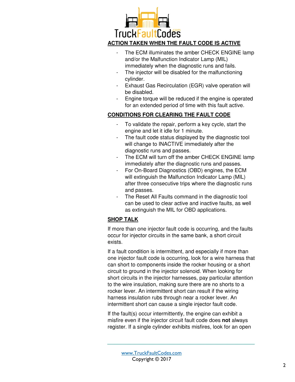 Cummins fault 322 diagnostic procedure – INJECTOR SOLENOID DRIVER - preview page 2 of 3