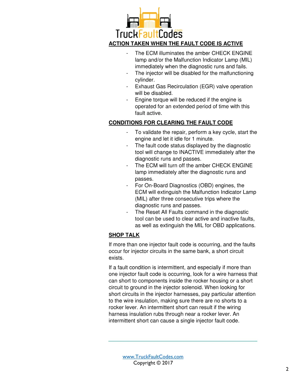 Cummins fault 323 diagnostic procedure – INJECTOR SOLENOID DRIVER - preview page 2 of 3