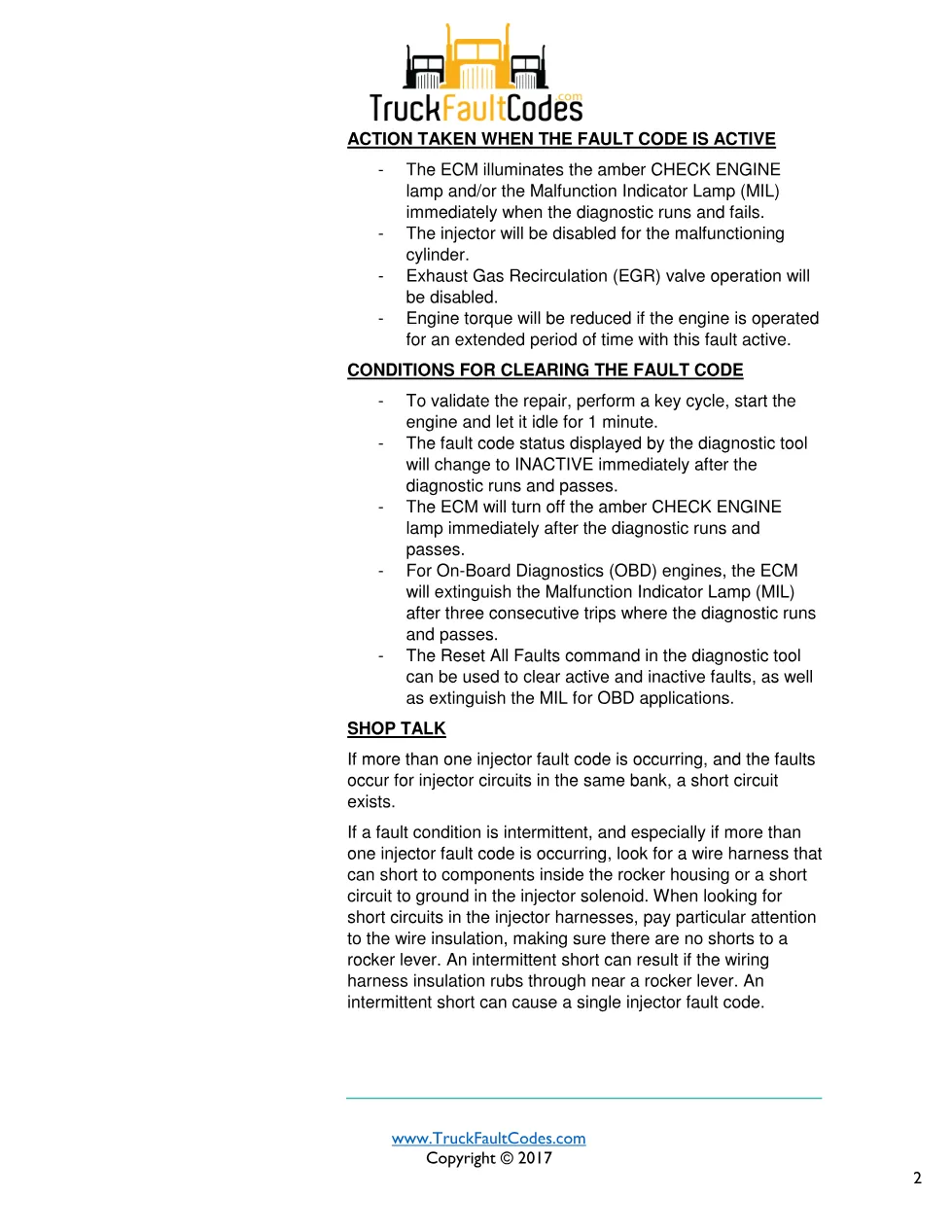 Cummins fault 331 diagnostic procedure – INJECTOR SOLENOID DRIVER - preview page 2 of 3