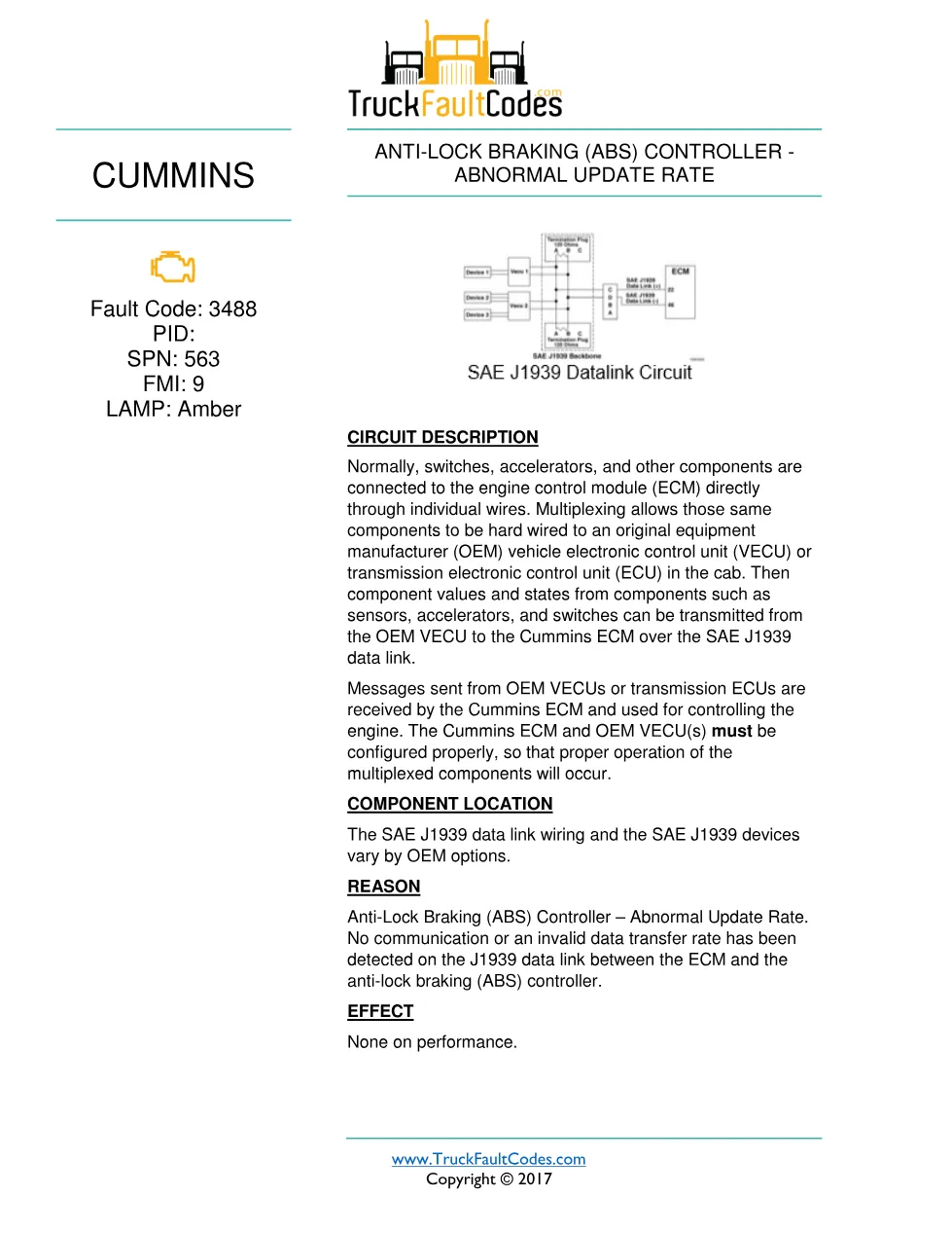 Cummins fault 3488 diagnostic procedure – ANTI-LOCK BRAKING (ABS) - preview page 1 of 3