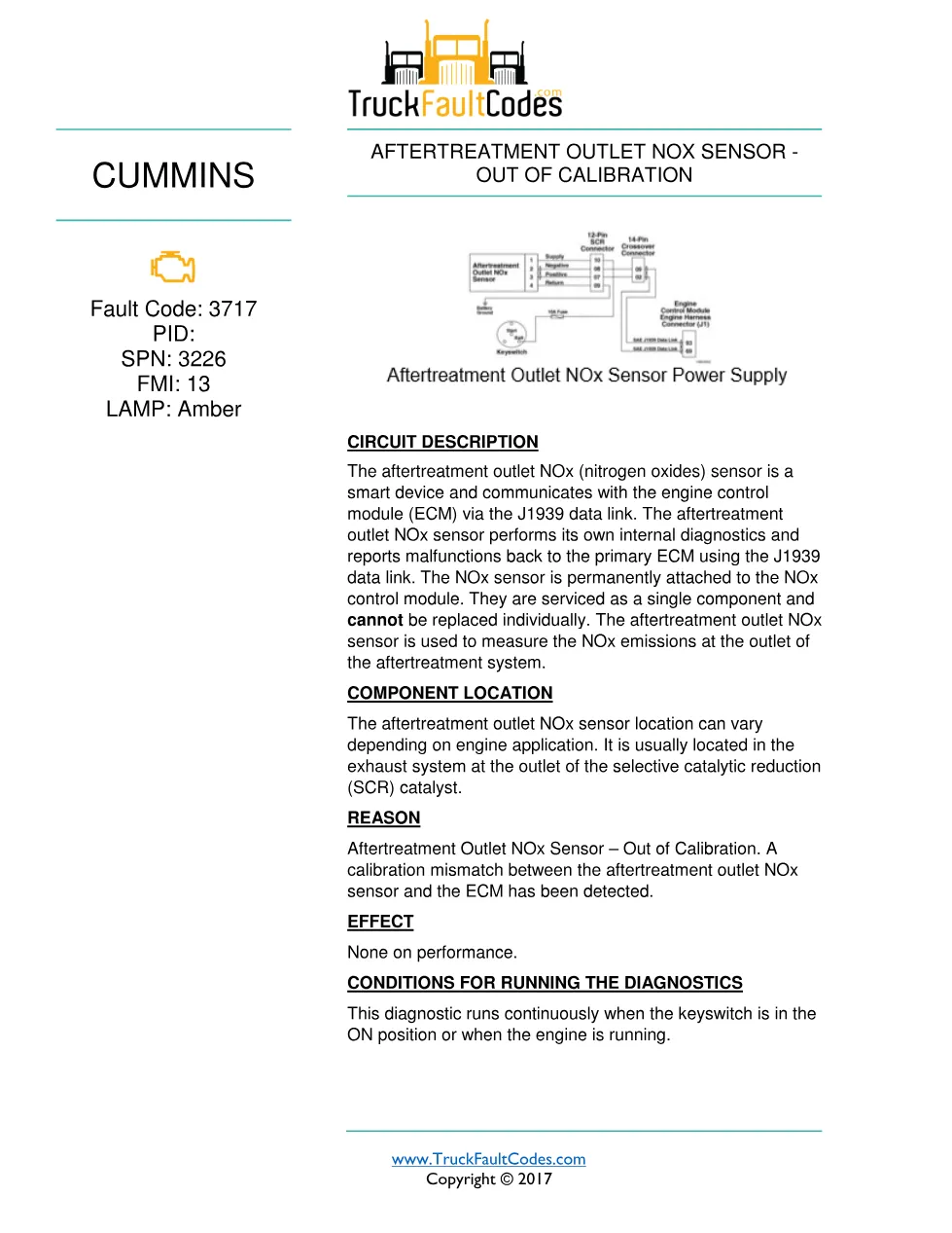 Cummins fault 3717 diagnostic procedure – AFTERTREATMENT OUTLET - preview page 1 of 3