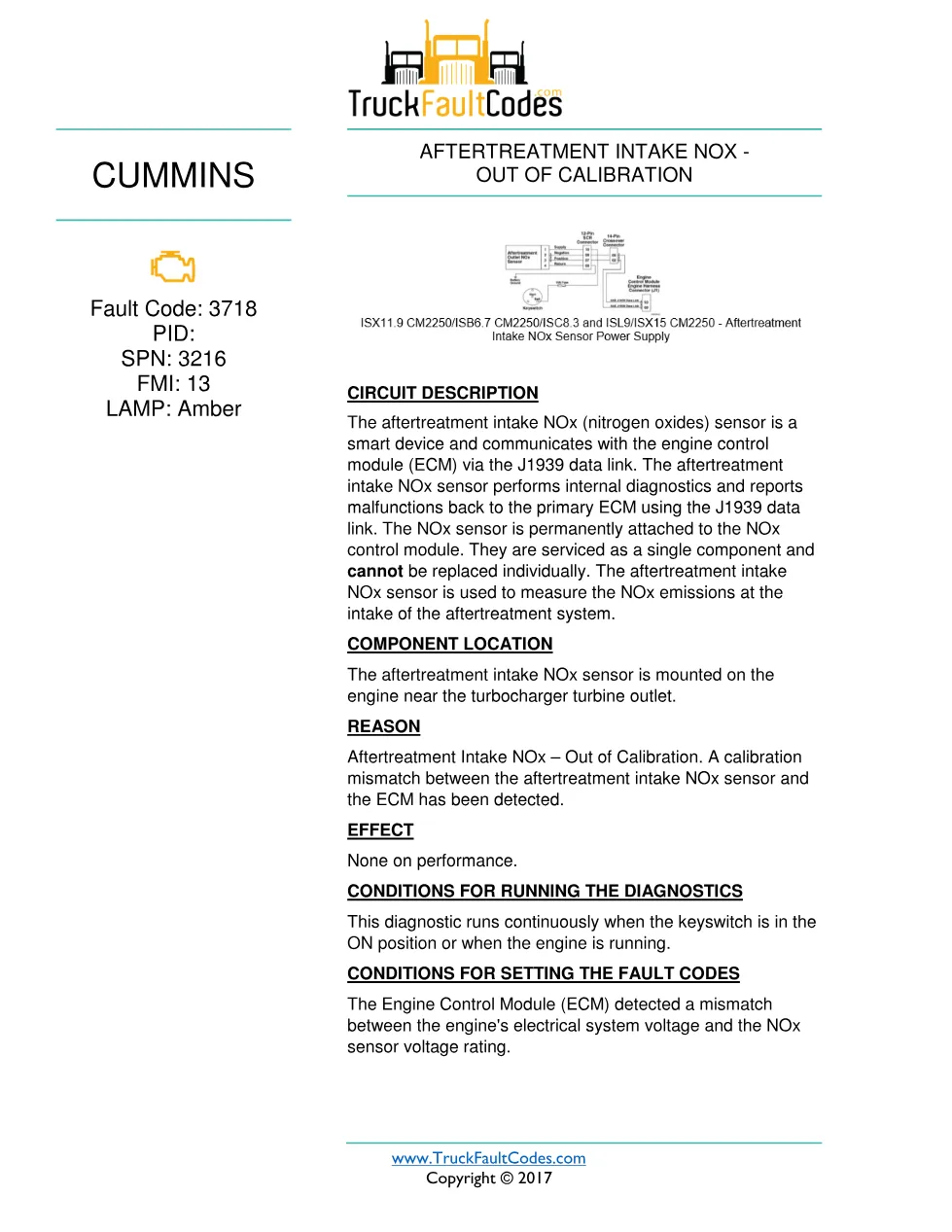 Cummins fault 3718 diagnostic procedure – AFTERTREATMENT INTAKE - preview page 1 of 3