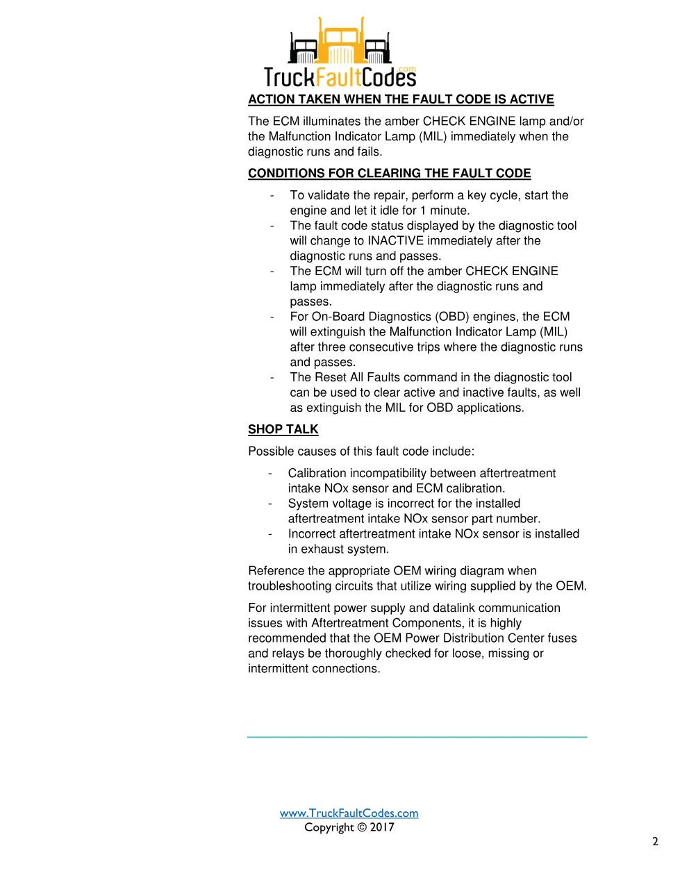 Cummins fault 3718 diagnostic procedure – AFTERTREATMENT INTAKE - preview page 2 of 3