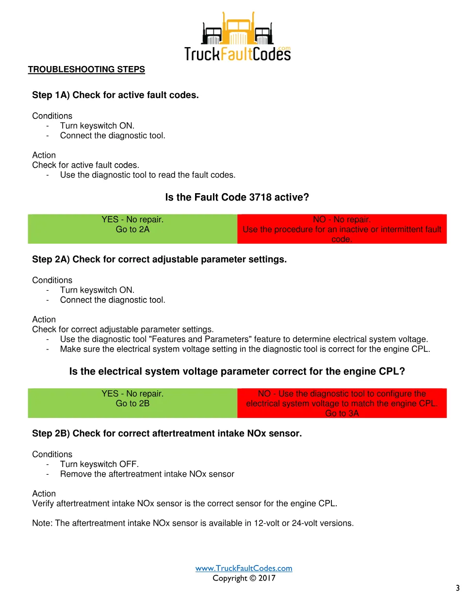 Cummins fault 3718 diagnostic procedure – AFTERTREATMENT INTAKE - page 3 is available after signing in
