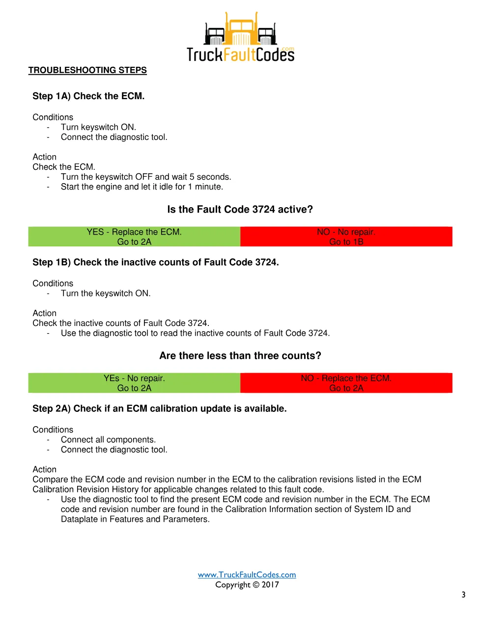 Cummins fault 3724 diagnostic procedure – BATTERY 1 VOLTAGE – PDF - page 3 is available after signing in