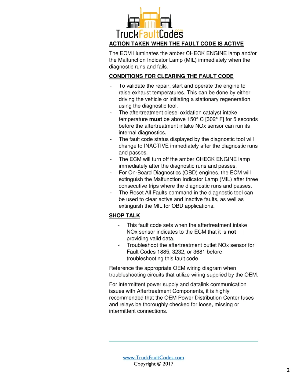 Cummins fault 3725 diagnostic procedure – AFTERTREATMENT INTAKE - preview page 2 of 3