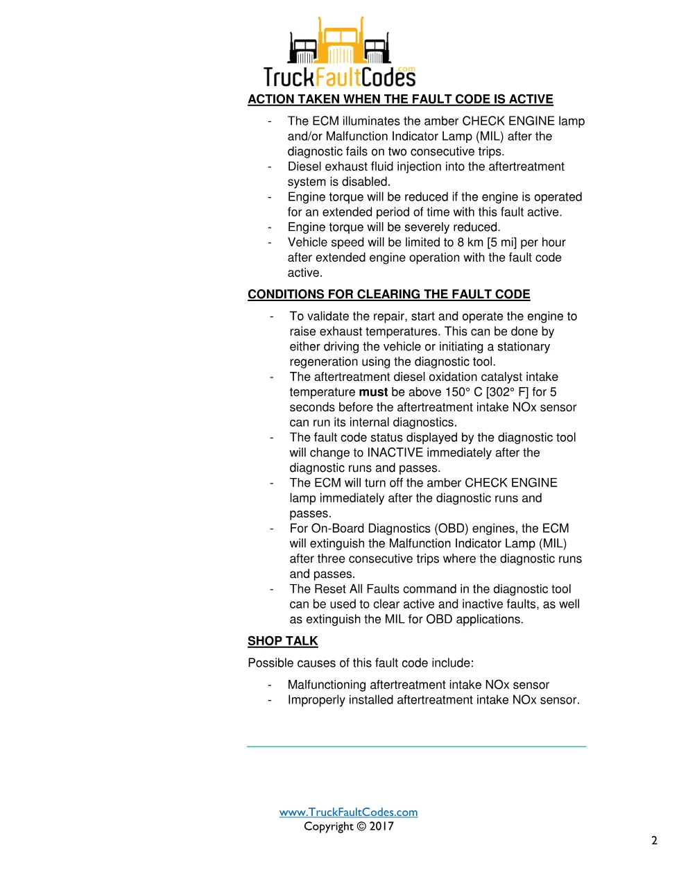 Cummins fault 3748 diagnostic procedure – AFTERTREATMENT INTAKE - preview page 2 of 3