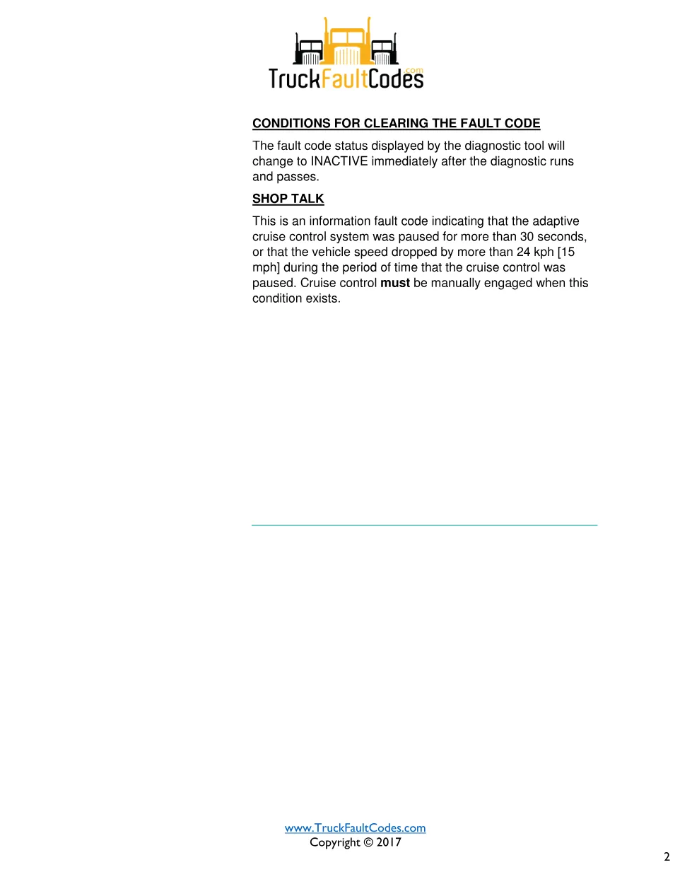 Cummins fault 3844 diagnostic procedure – CRUISE CONTROL PAUSE - preview page 2 of 3