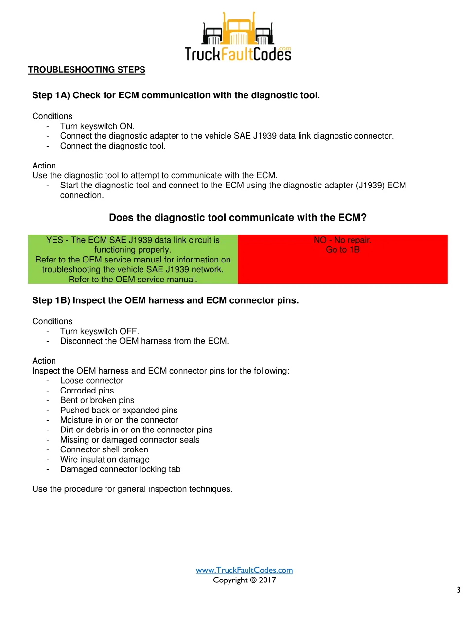Cummins fault 427 DTCs diagnostic procedure – SAE J1939 DATA LINK - page 3 is available after signing in