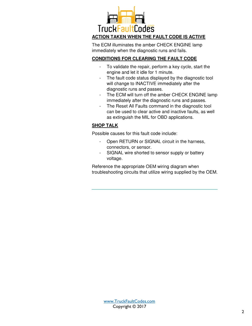 Cummins fault 428 diagnostic procedure – WATER-IN-FUEL INDICATOR - preview page 2 of 3