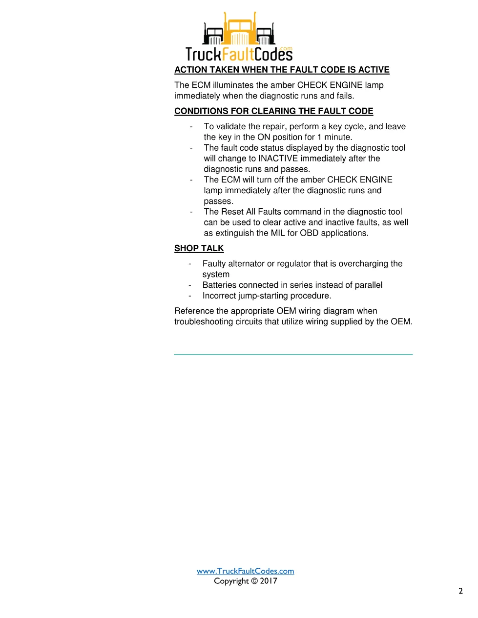 Cummins fault 442 diagnostic procedure – BATTERY 1 VOLTAGE – DATA - preview page 2 of 3