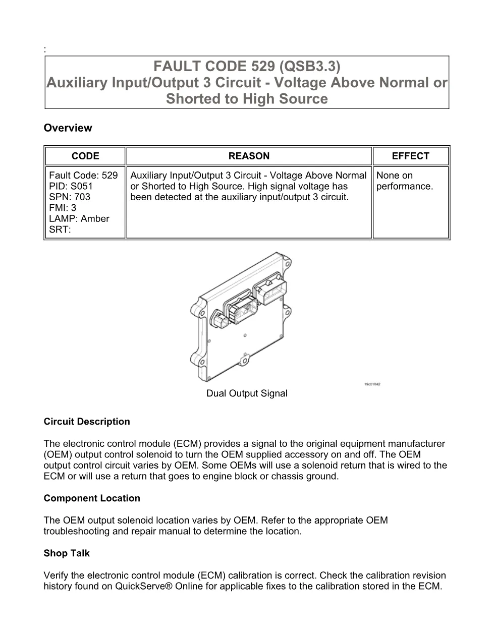 Cummins fault 529 Troubleshooting Manual — Code 529.pdf — PDF, 13 - preview page 1 of 3