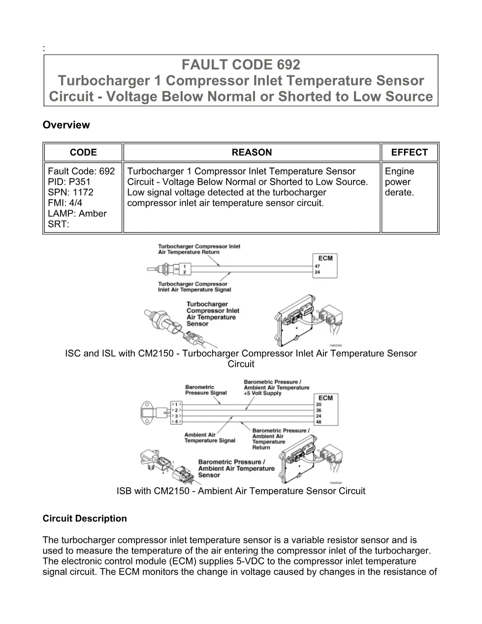 Cummins fault 692 Troubleshooting Manual — Code 692 — PDF, 14 - preview page 1 of 3