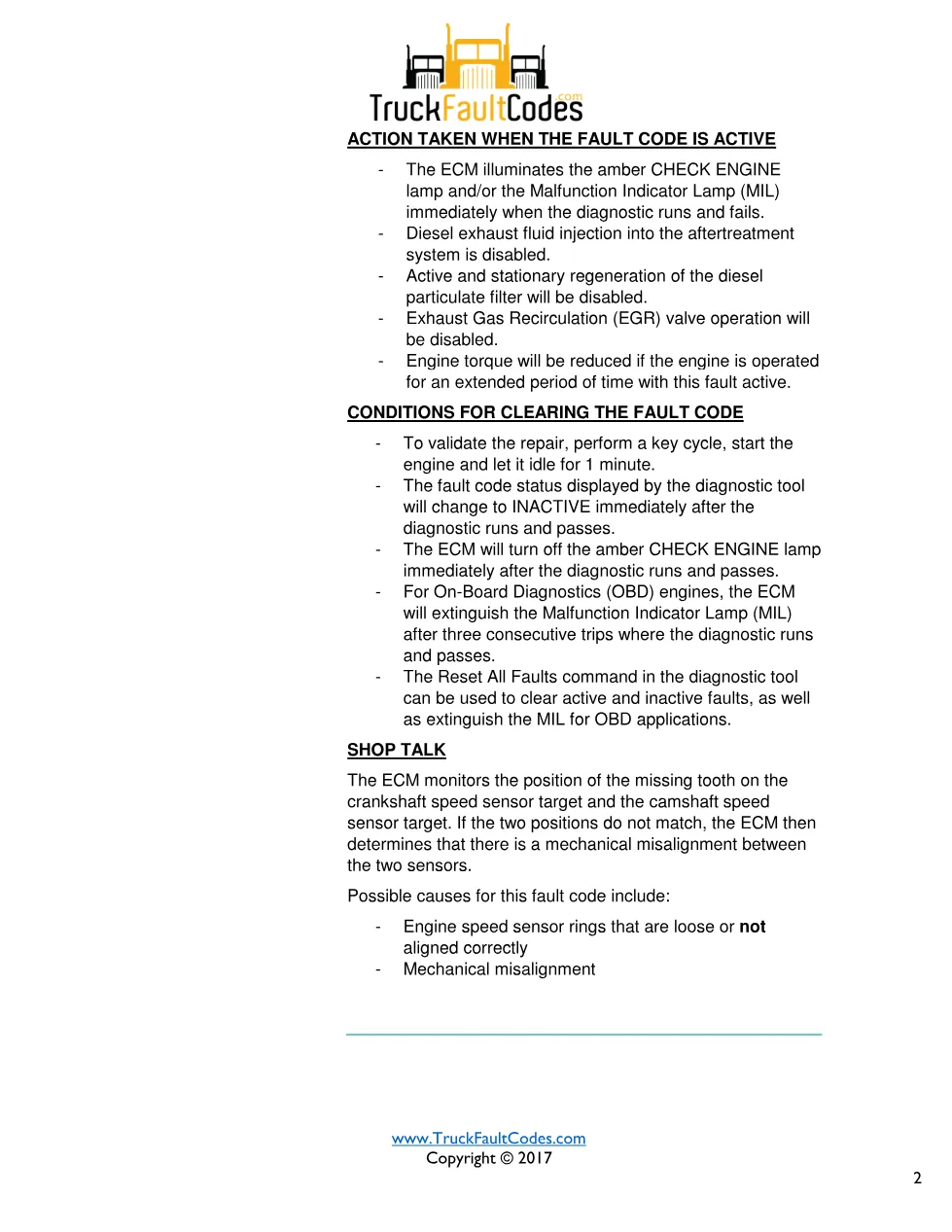 Cummins fault 731 diagnostic procedure – ENGINE SPEED/POSITION - preview page 2 of 3