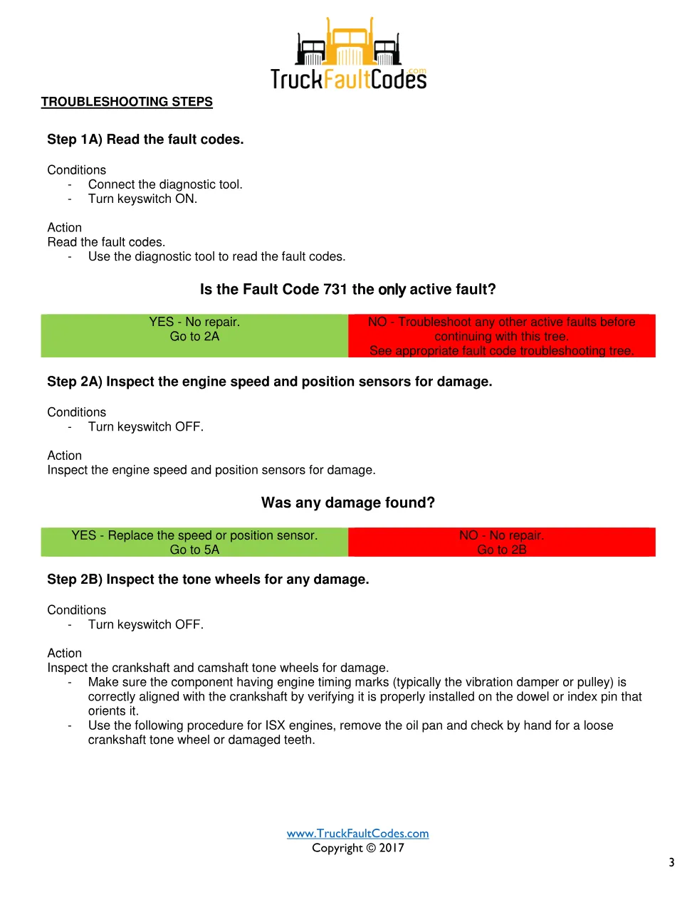 Cummins fault 731 diagnostic procedure – ENGINE SPEED/POSITION - page 3 is available after signing in