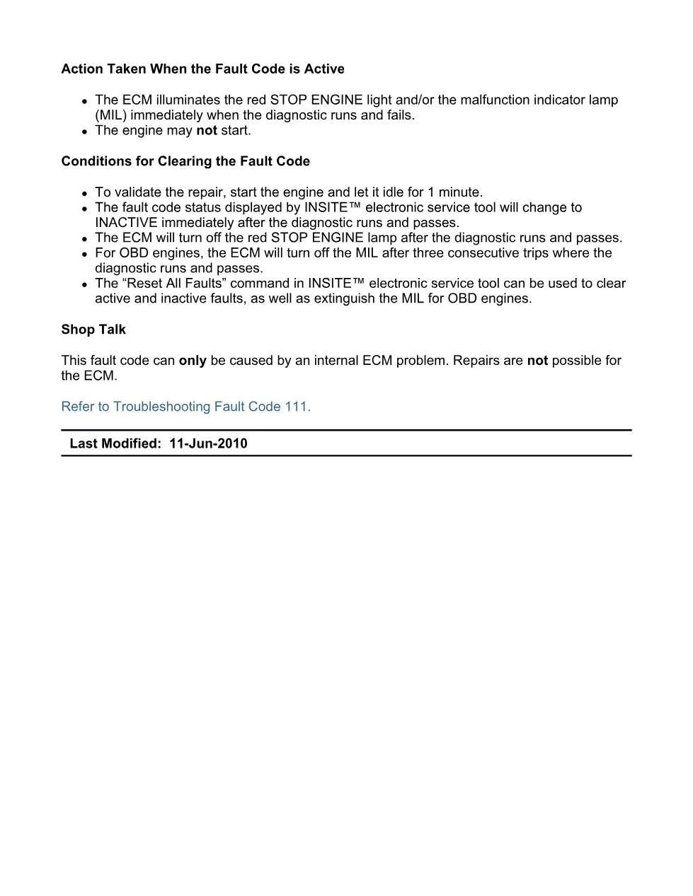 Cummins fault code 111 manual — Engine Control Module Critical - preview page 2 of 6
