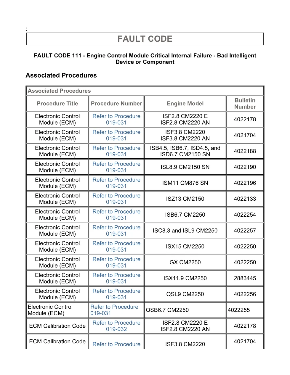 Cummins fault code 111 manual — Engine Control Module Critical - page 3 is available after signing in