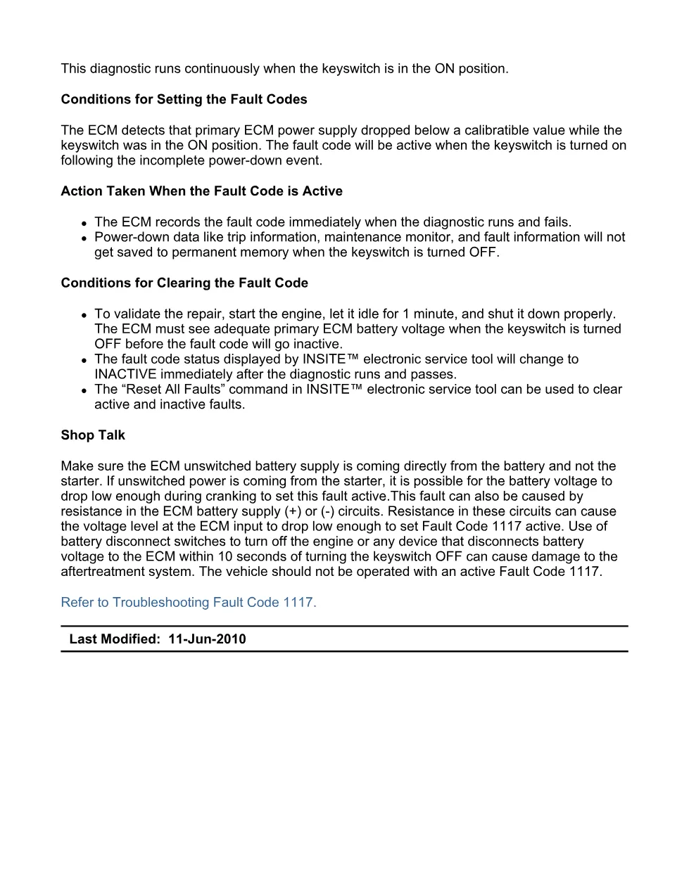 Cummins Fault Code 1117: ECM power supply lost — ISX11.9 CM2250 - preview page 2 of 6