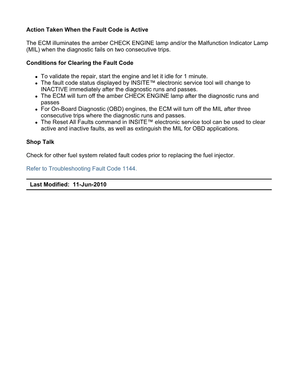 Cummins Fault Code 1144: Injector cylinder 5 driver — ISX11.9 - preview page 2 of 6