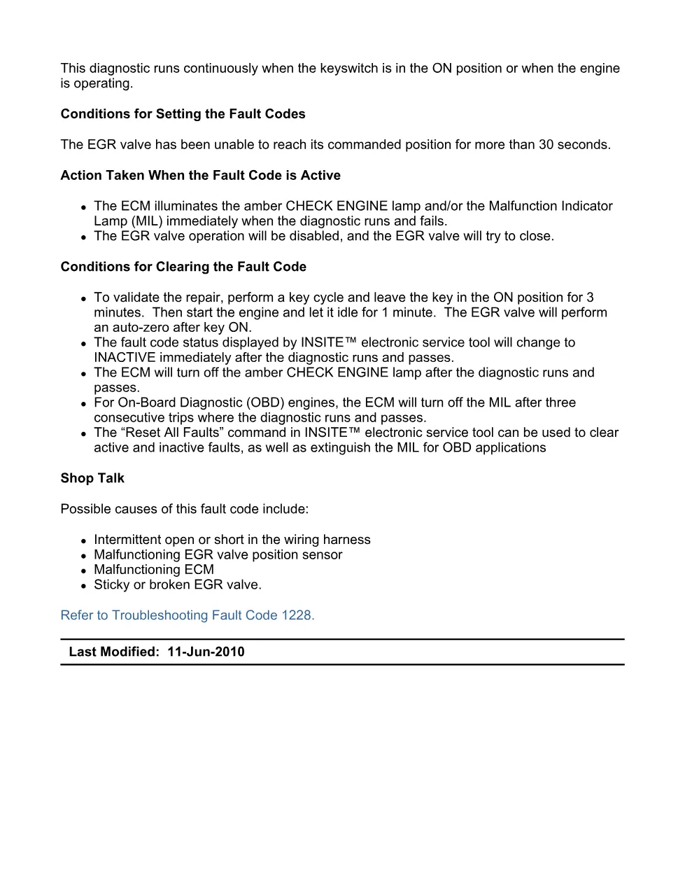 Cummins Fault Code 1228: EGR valve position erratic — ISX11.9 - preview page 2 of 6