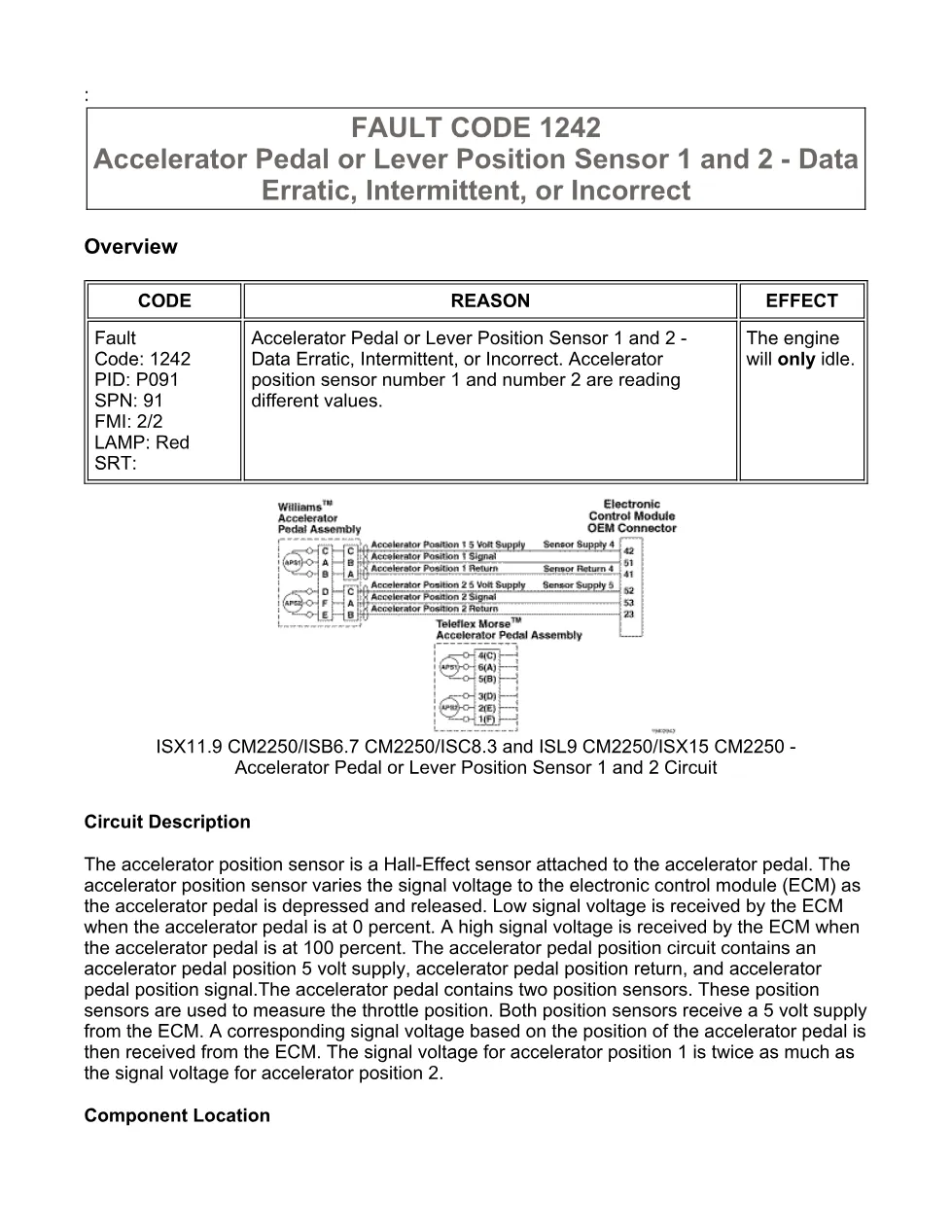 Cummins Fault Code 1242 — Accelerator Pedal Position Sensor — SPN - preview page 1 of 6