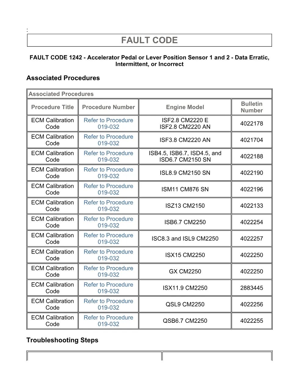 Cummins Fault Code 1242 — Accelerator Pedal Position Sensor — SPN - page 3 is available after signing in