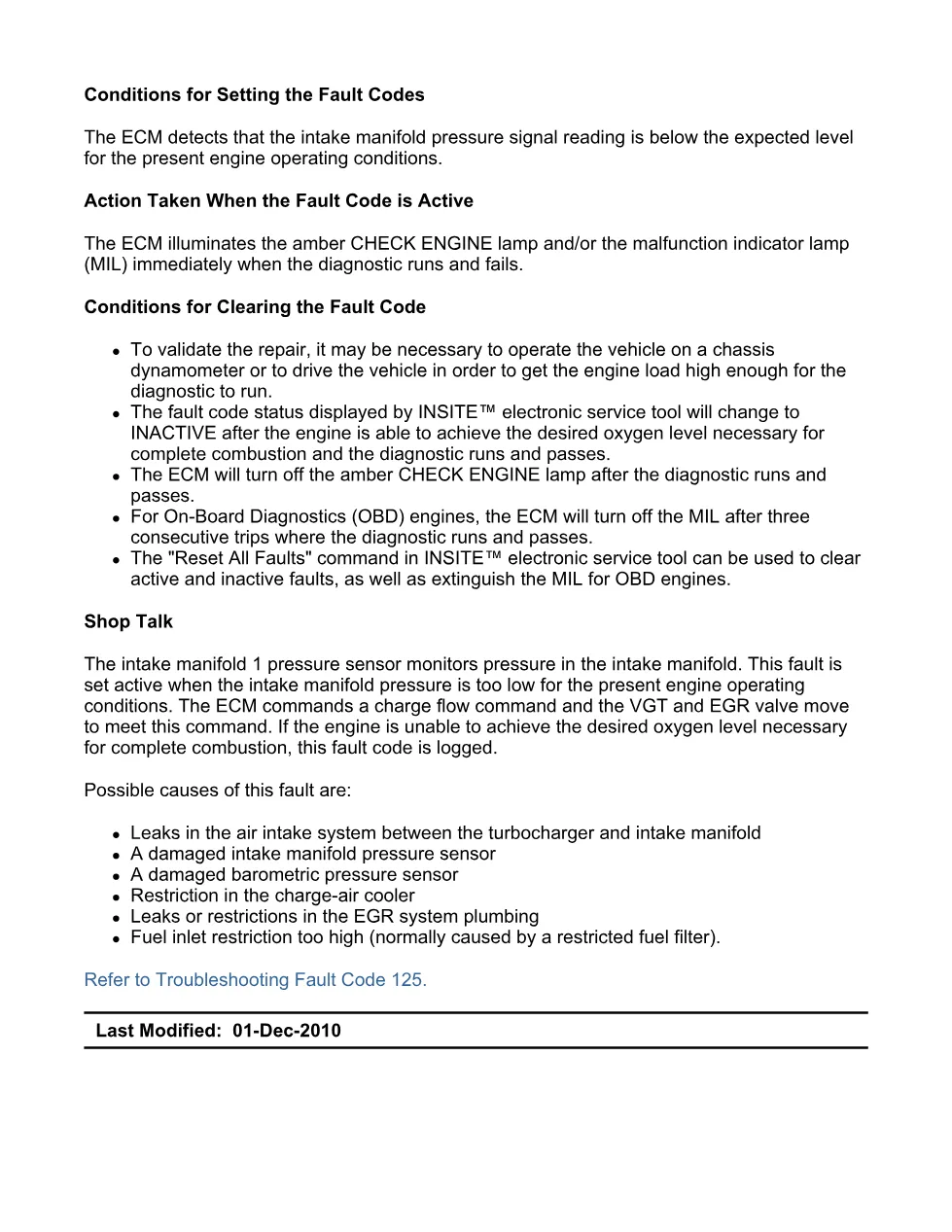 Cummins fault code 125 manual — Intake Manifold 1 Pressure (SPN - preview page 2 of 6
