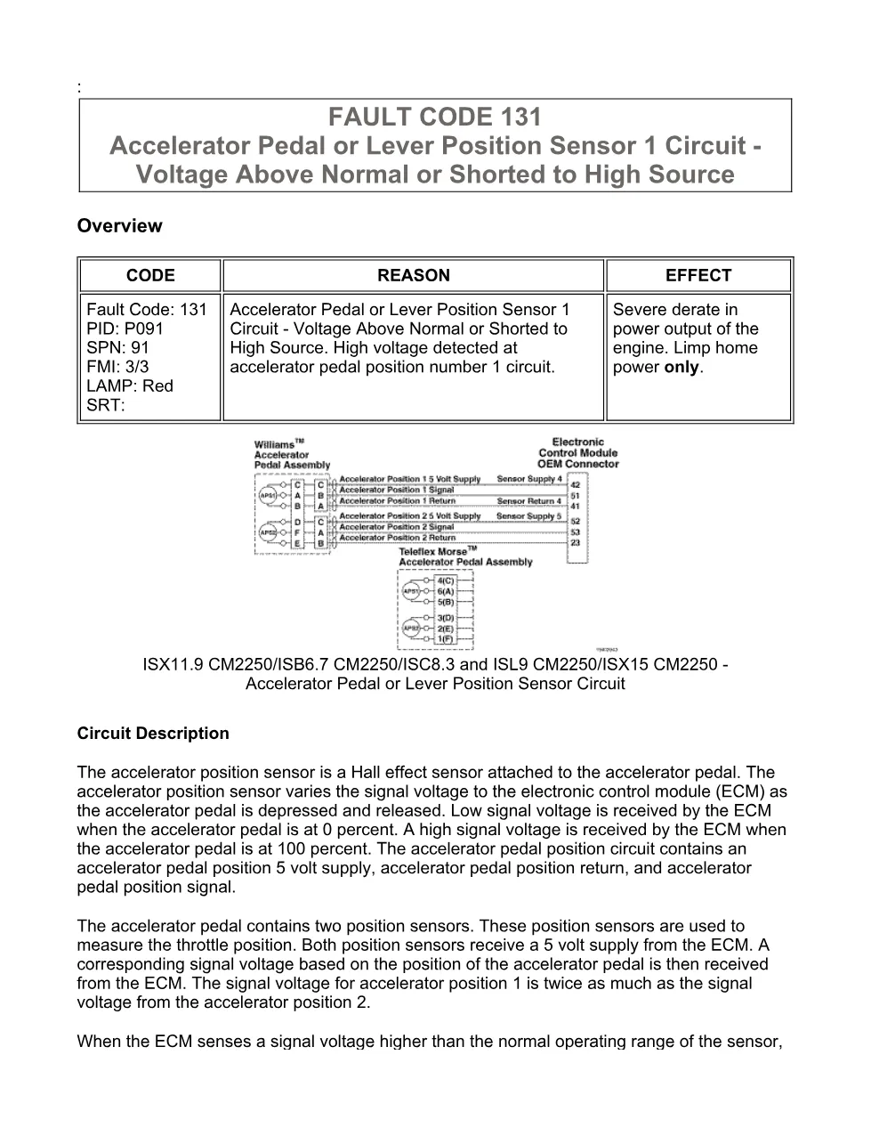 Cummins fault code 131 manual — Accelerator Pedal or Lever – PDF - preview page 1 of 6
