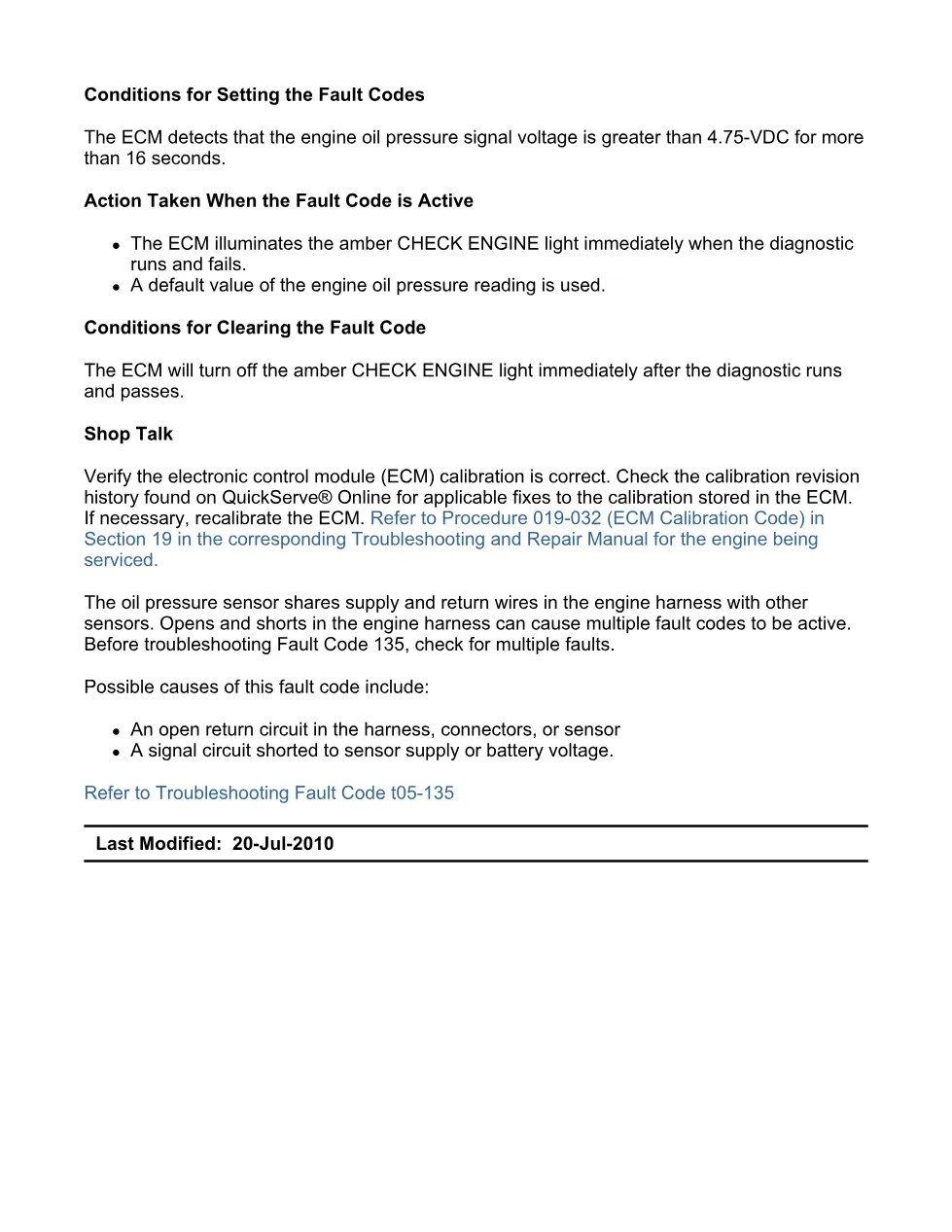 Cummins fault code 135 Troubleshooting Manual — Code 135 — PDF, - preview page 2 of 3