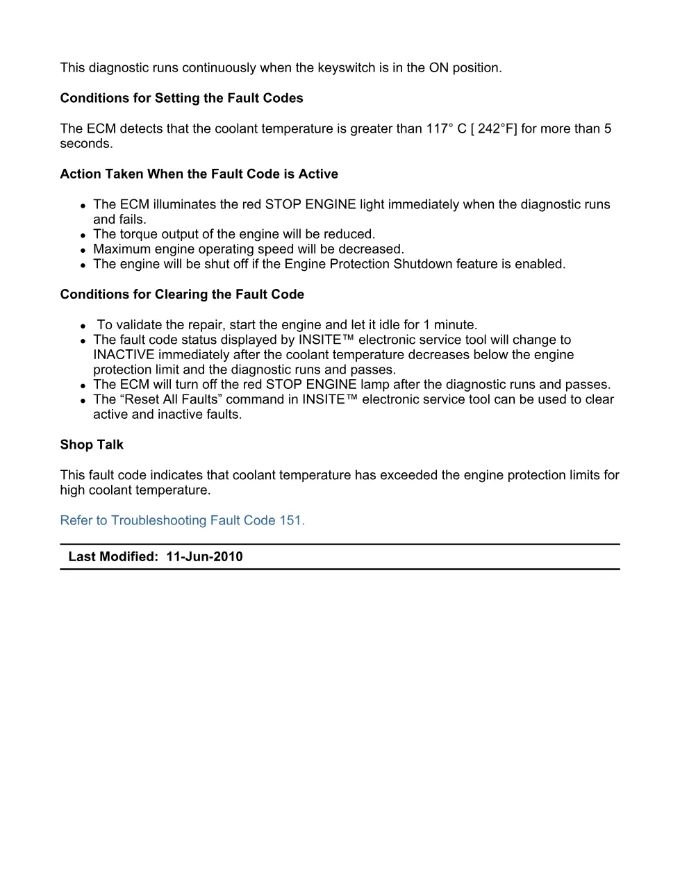 Cummins fault code 151 manual — Engine Coolant Temperature (SPN - preview page 2 of 6