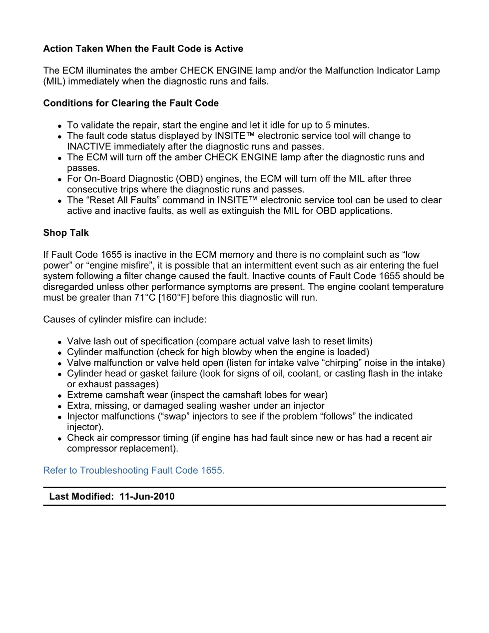 Cummins Fault Code 1655: Engine misfire cylinder 2 — ISX11.9 - preview page 2 of 6