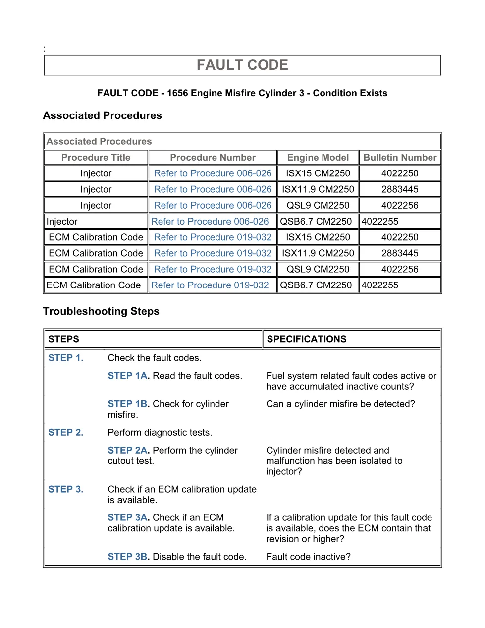 Cummins Fault Code 1656 — Engine Misfire Cylinder 3 — SPN 1325 - page 3 is available after signing in