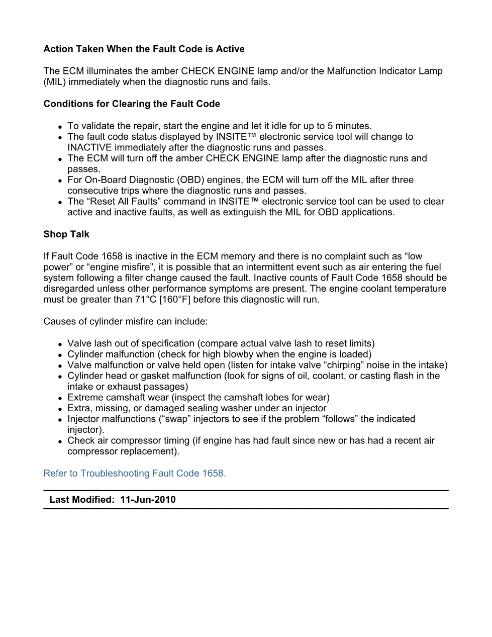 Cummins Fault Code 1658 — Engine Misfire Cylinder 5 — SPN 1327 - preview page 2 of 6