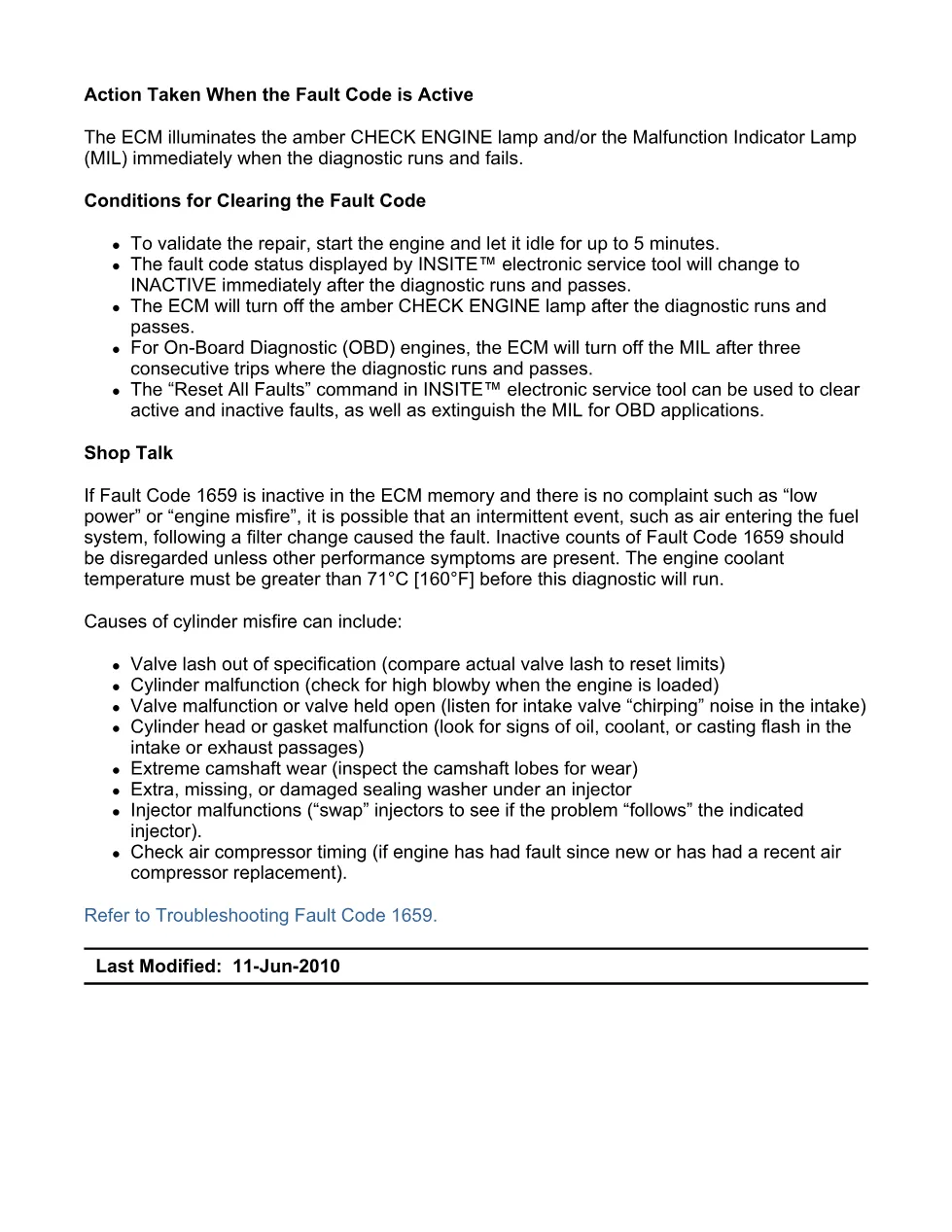 Cummins Fault Code 1659 — Engine Misfire Cylinder 6 — SPN 1328 - preview page 2 of 6