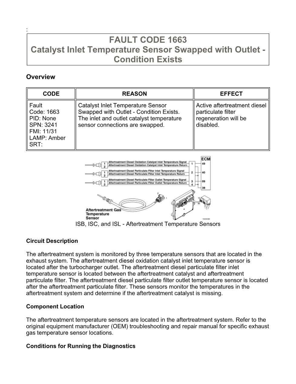 Cummins fault code 1663 Troubleshooting Manual — Code 1663 — PDF, - preview page 1 of 3