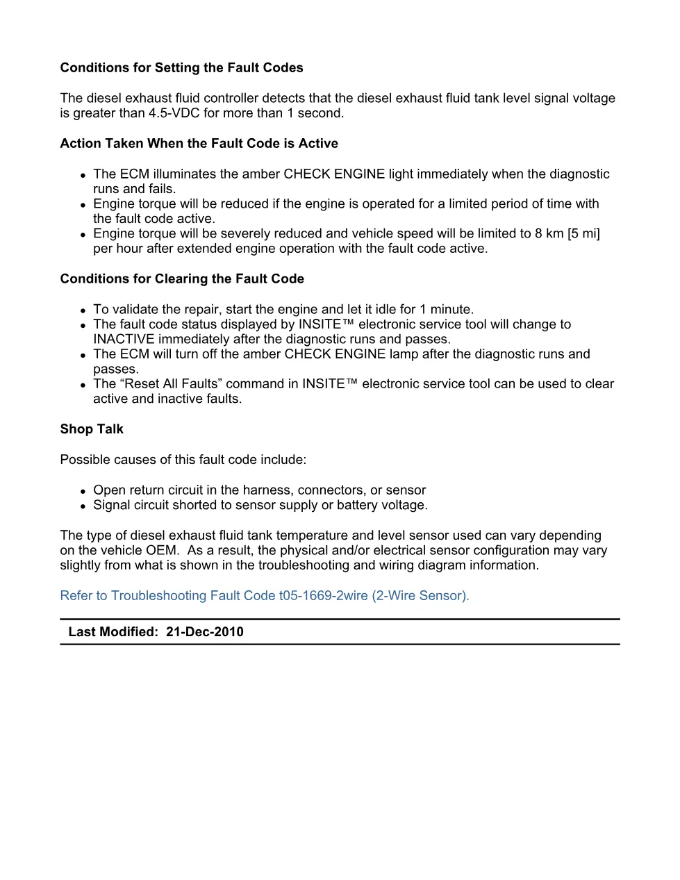 Cummins Fault Code 1669 — DEF Tank Level Sensor — SPN 1761 FMI 3 - page 3 is available after signing in