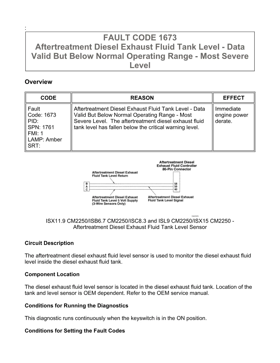 Cummins Fault Code 1673 — DEF Tank Level — SPN 1761 FMI 1 PDF, 5 - preview page 1 of 5