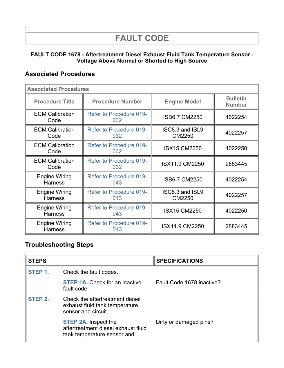 Cummins Fault Code 1678 — DEF Tank Temperature Sensor — SPN 3031 - page 3 is available after signing in