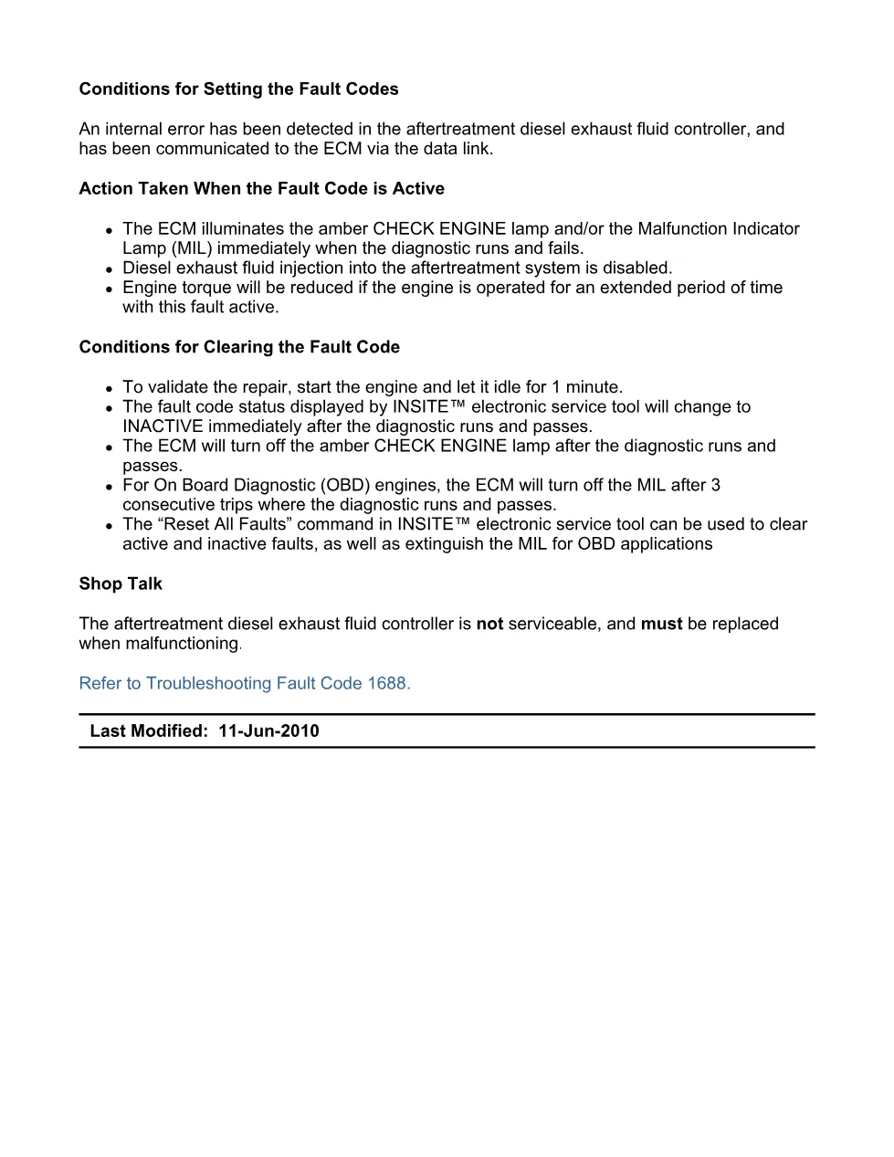 Cummins fault code 1688 — Aftertreatment DEF controller fault - preview page 2 of 6