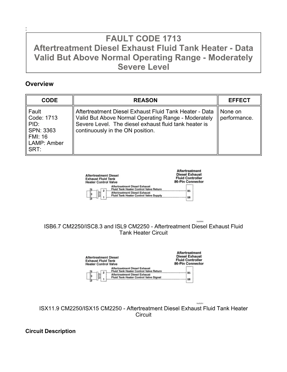 Cummins Fault Code 1713 — DEF Tank Heater — SPN 3363 FMI 16 PDF, - preview page 1 of 6