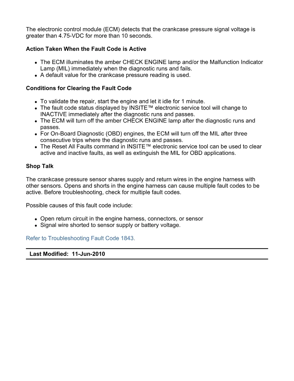 Cummins Fault Code 1843 — Crankcase Pressure Circuit — SPN 101 - preview page 2 of 6