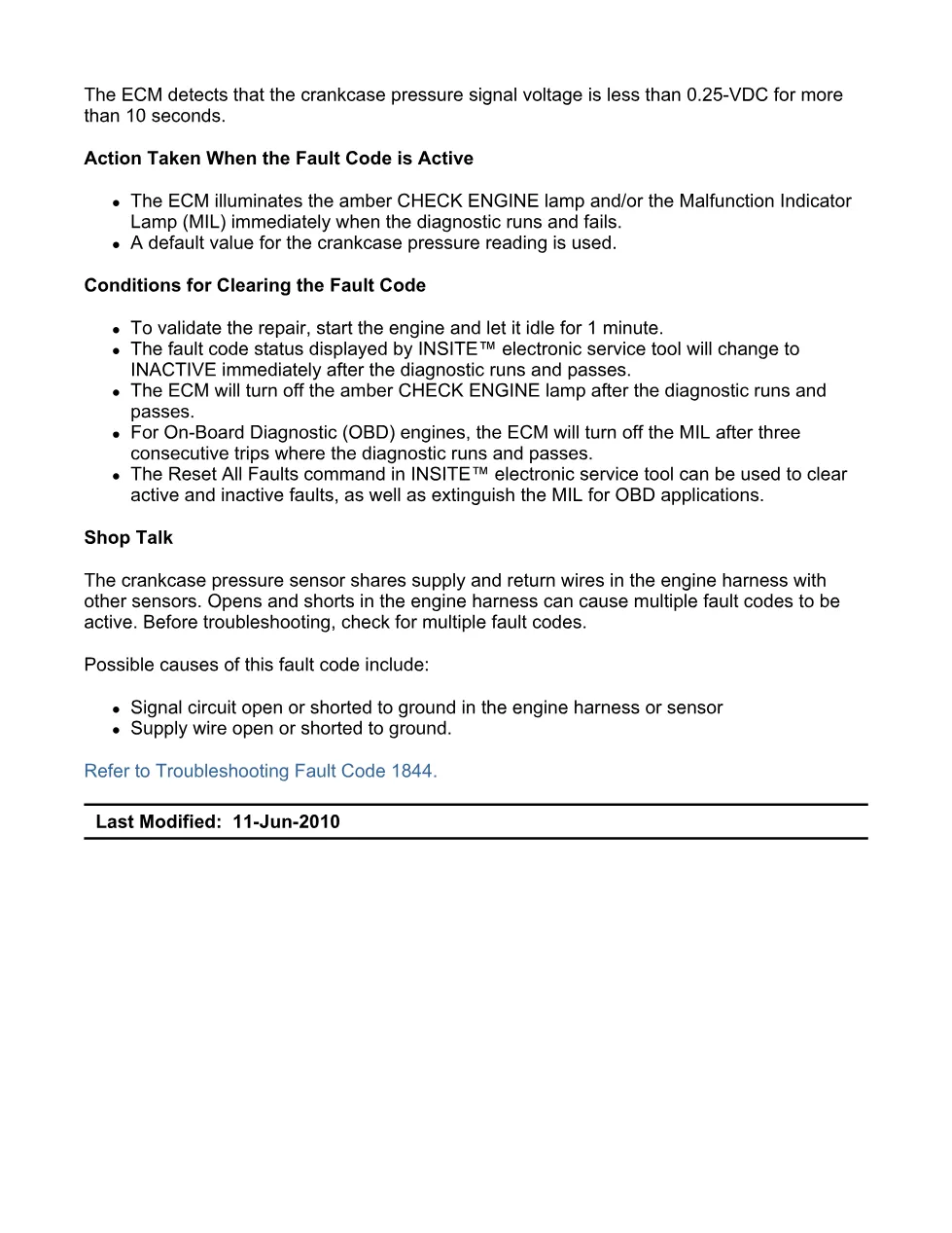 Cummins Fault Code 1844 — Crankcase Pressure Circuit — SPN 101 - preview page 2 of 6