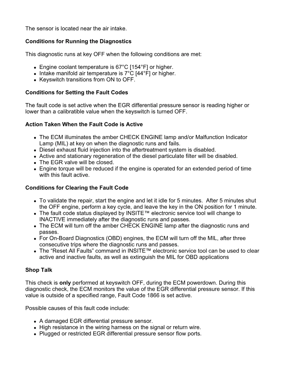 Cummins fault code 1866 — EGR valve delta pressure erratic - preview page 2 of 6
