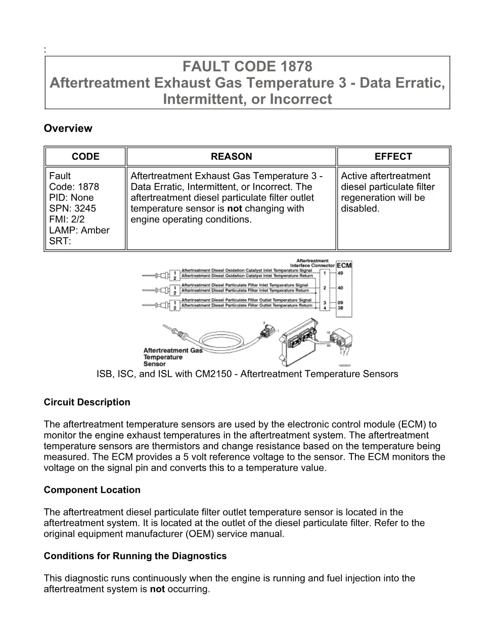 Cummins fault code 1878 Troubleshooting Manual — Code 1878 — PDF, - preview page 1 of 3