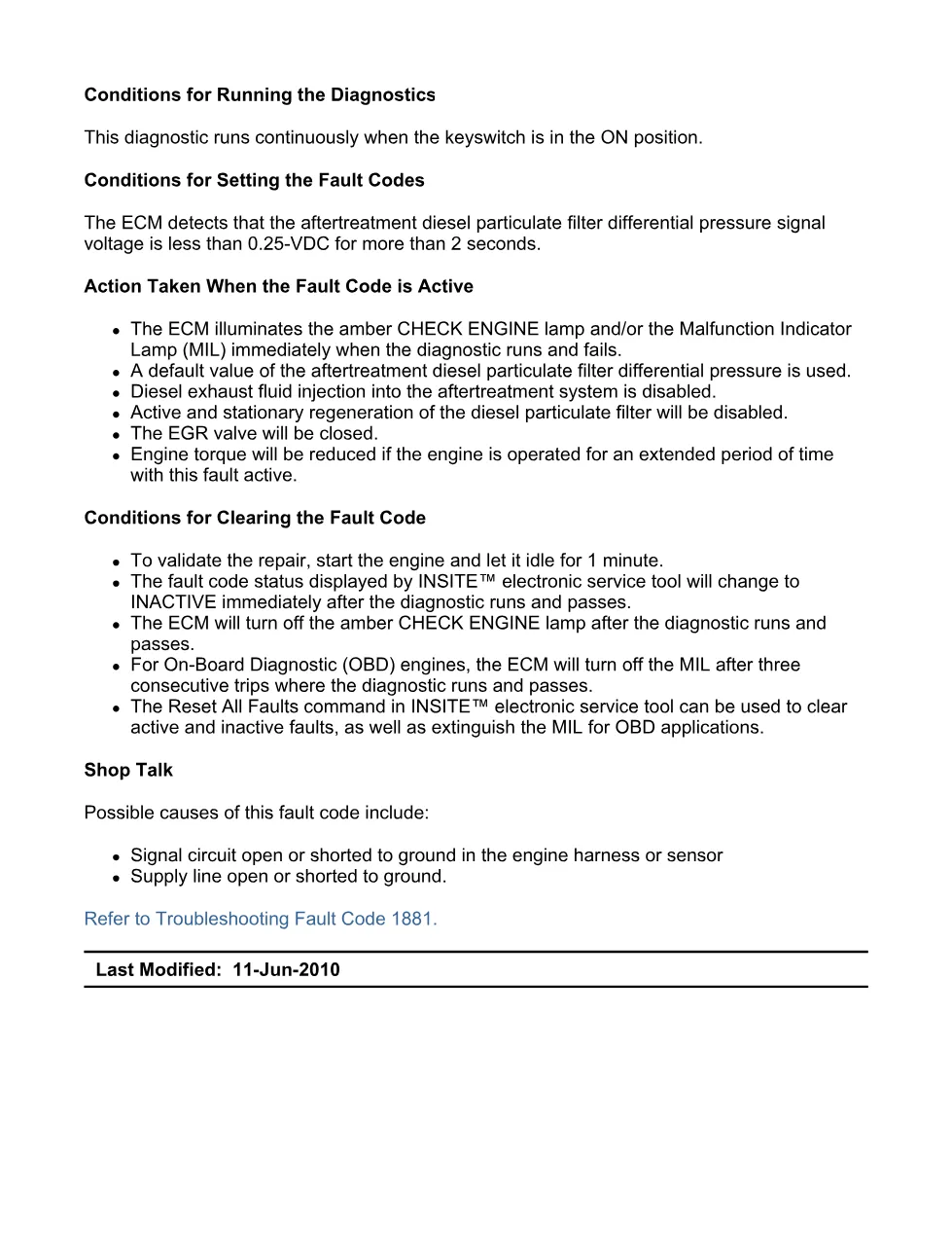 Cummins fault code 1881 — DPF differential pressure sensor low - preview page 2 of 6
