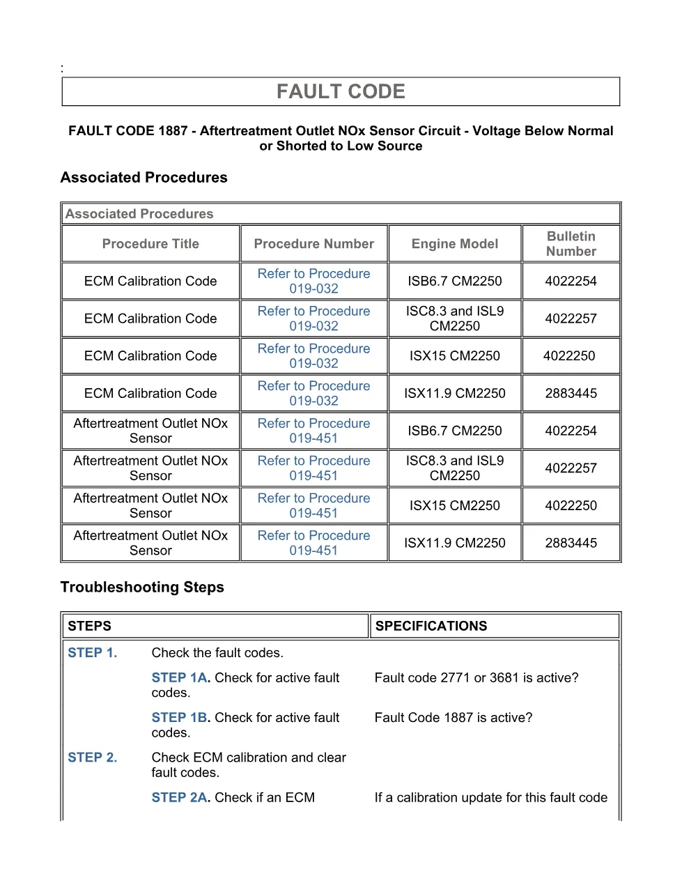 Cummins fault code 1887 — Aftertreatment outlet NOx sensor low - page 3 is available after signing in