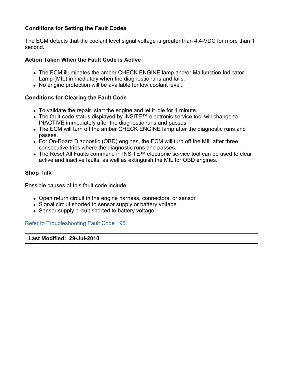 Cummins fault code 195 manual — Coolant Level Sensor 1 Circuit - preview page 2 of 6