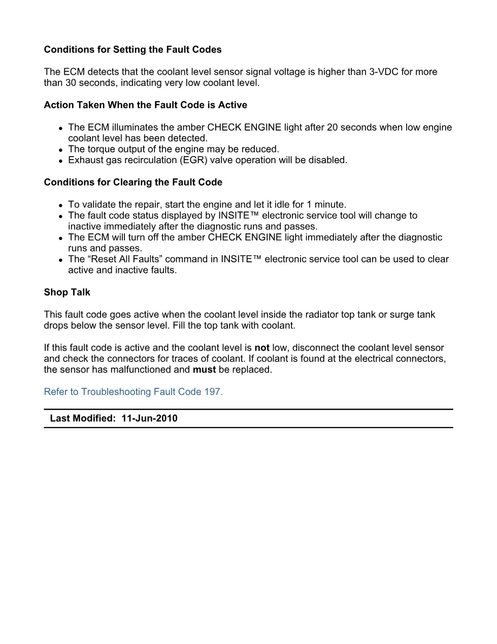 Cummins fault code 197 manual — Coolant Level (SPN 111, FMI 1/18) - preview page 2 of 6