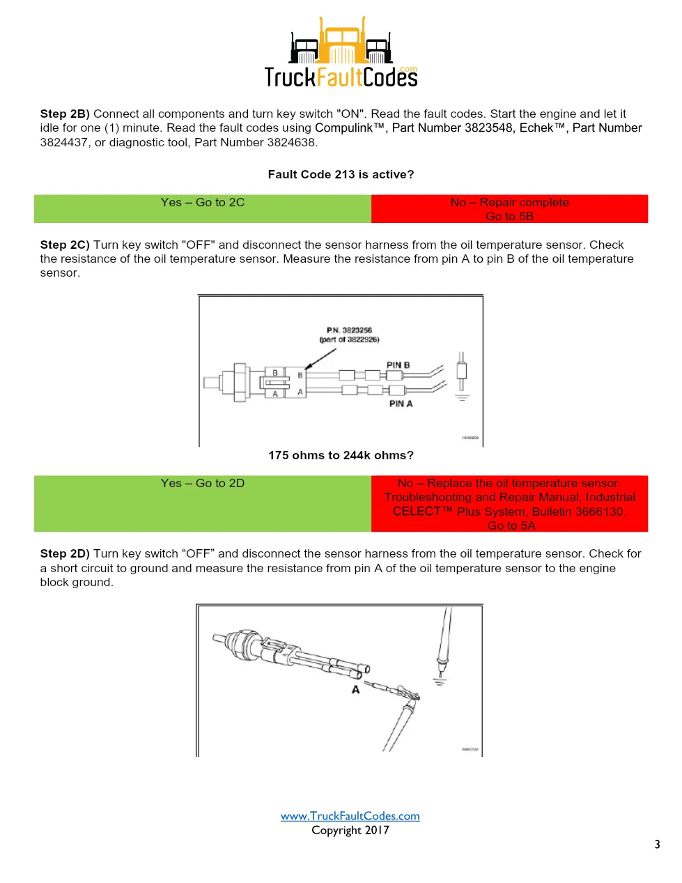 Cummins fault code 213 — Oil Temperature Sensor Circuit – Service - page 3 is available after signing in