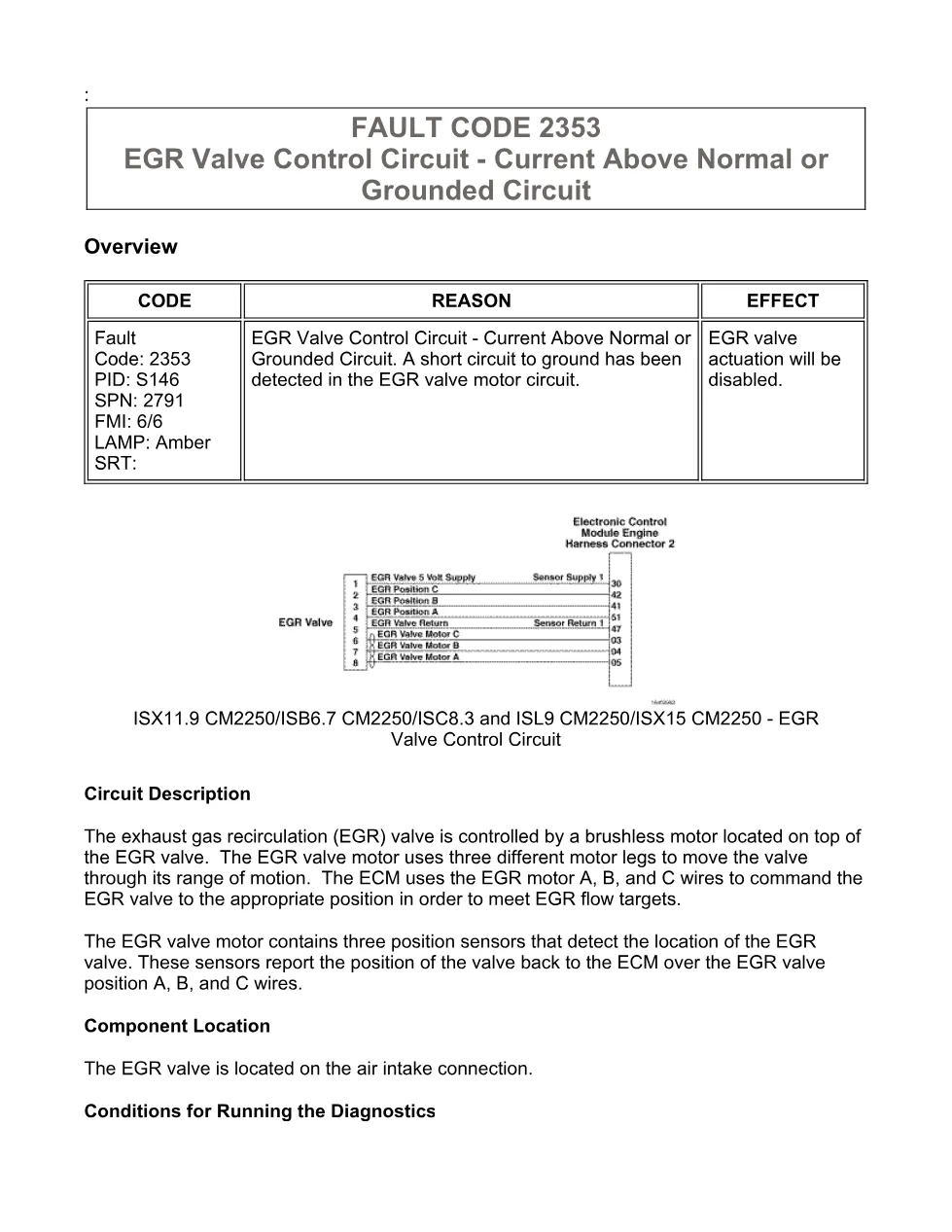 Cummins fault code 2353 troubleshooting manual – SPN 2791 FMI 6/6 - preview page 1 of 6